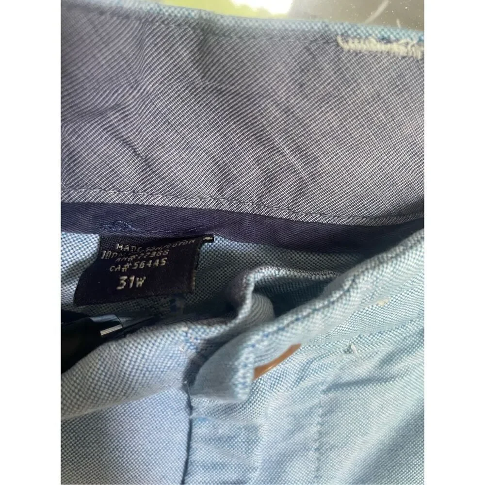 Men’s J.Crew Blue Chino Shorts Cotton Size 31W Casual  Golf Everyday Outdoor